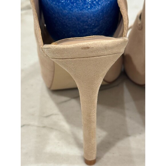 Gianni Bini Ecru Suede Peep Toe Heeled Booties Sz 8.5 - Picture 6 of 11